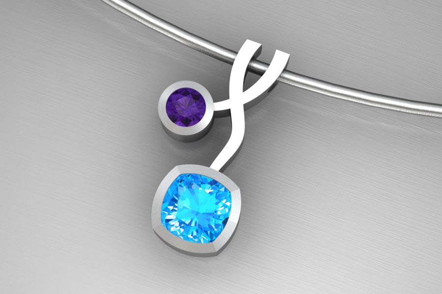 Blue Topaz & Amethyst, Silver