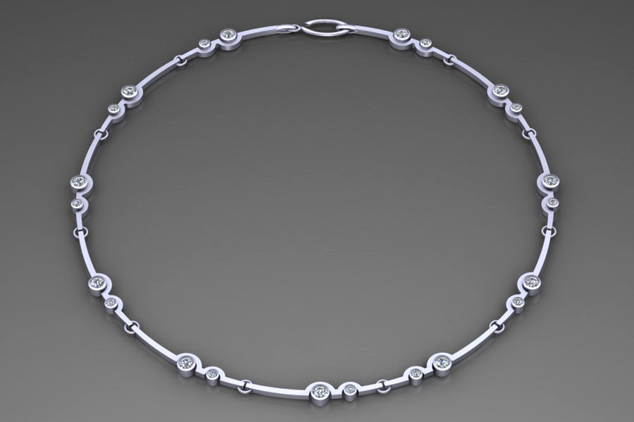 Two Cup Necklace Designs : Platinum & 18ct Golds with Diamonds, Tsavorites & Sapphires