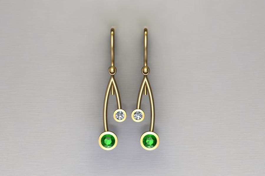 Tsavorites & Diamonds, Yellow Gold