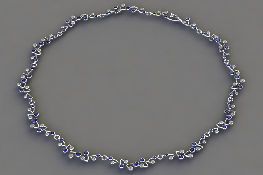 Branch Cluster Necklace Designs : Platinum & 18ct Golds with Diamonds, Emeralds & Sapphires