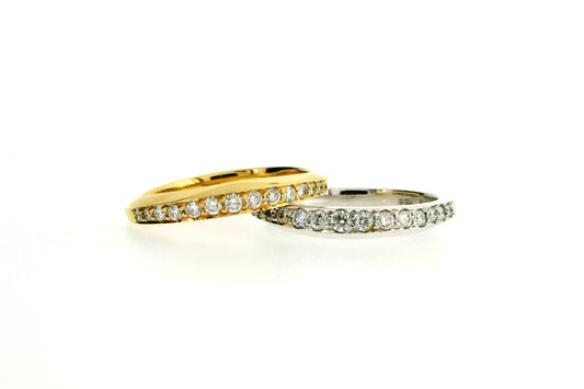 Graduated Diamond Set Yellow & White Gold Rings