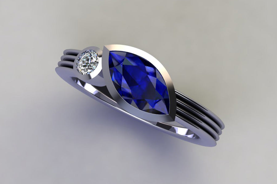 White Gold, Sapphire & Diamond