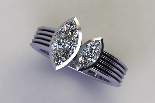 Two Stone Marquise Cut Diamond Platinum Ring Design