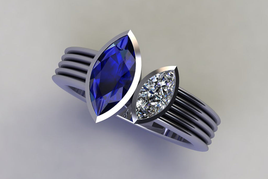 Two Stone Marquise Cut Diamond Platinum Ring Design