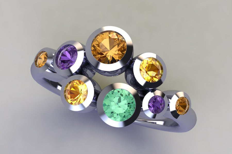 White Gold & Mixed Coloured Sapphires