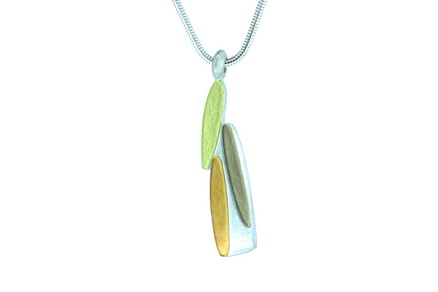 Leaf Design Silver & 18ct Gold Necklace