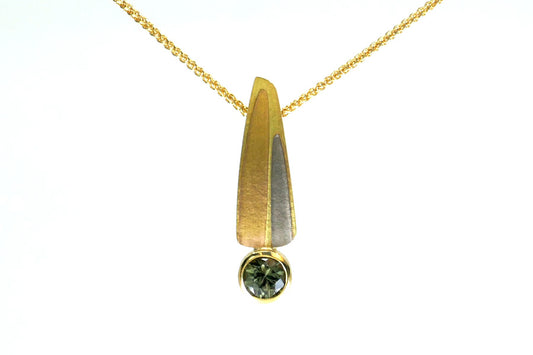 Green Sapphire 18ct Yellow Gold Leaf Necklace