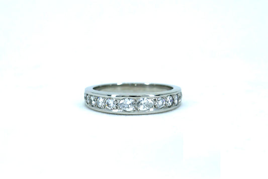 Graduated Pear & Round Diamond Set Platinum Ring