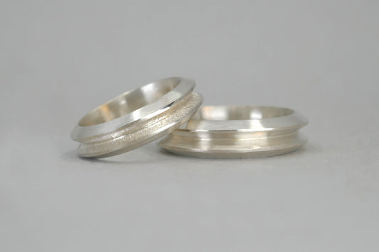 Double Triangular Shaped Silver Wedding Rings