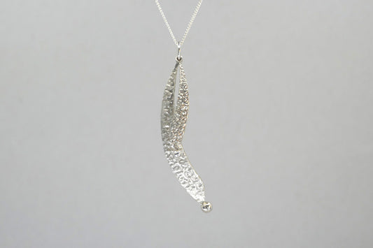 Two Curved Drop Design Silver Necklace