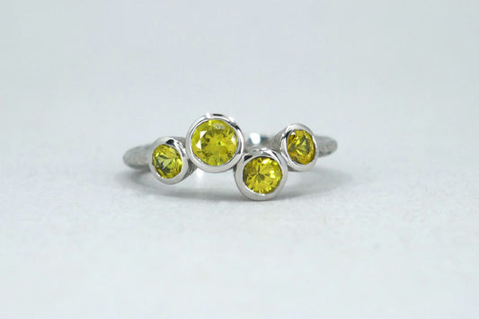 Four Stone Yellow Sapphire Platinum Ring
