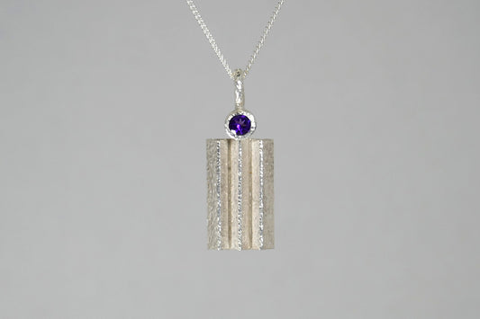 Zigzag Shaped Silver Amethyst Necklace