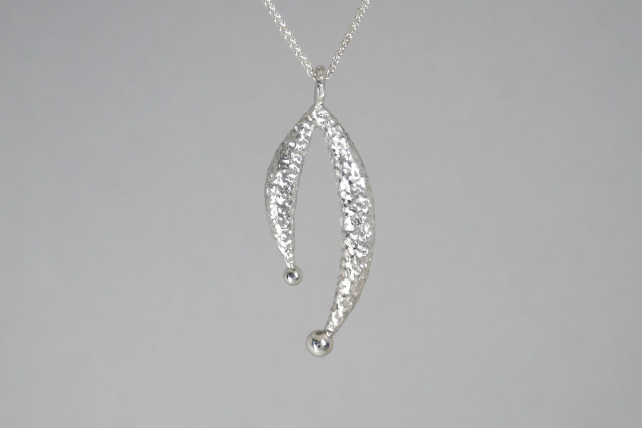 Two Curved Design Silver Necklace