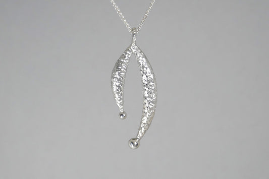 Two Curved Design Silver Necklace