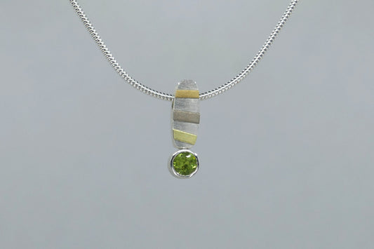 Peridot & Amethyst Short Silver & 18ct Gold Striped Necklaces