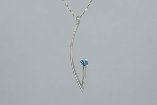Branch Design Blue Topaz Silver Necklace
