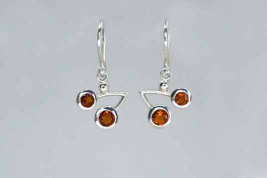 Madeira Citrine Short Branch Silver Drop Earrings