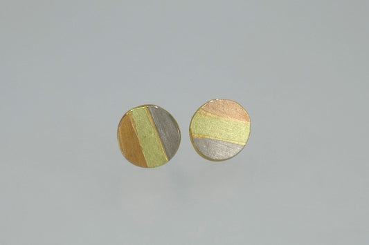 Round Multi-Coloured 18ct Gold Earstuds