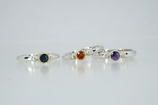 Sapphire & Amethyst Round Stone Ring Designs