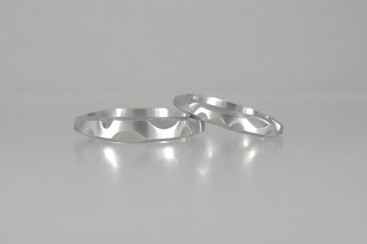 Doublewave Scalloped Design Platinum Wedding Rings