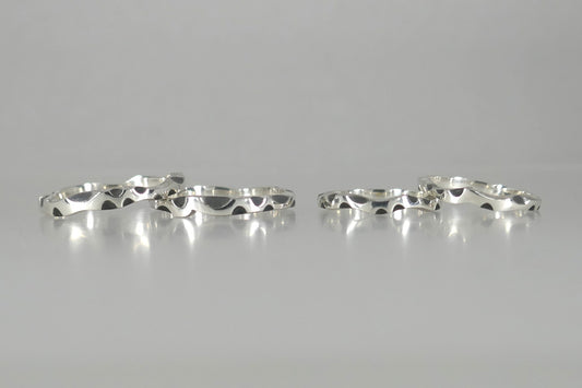 Varied Wave Scalloped Design Silver Rings