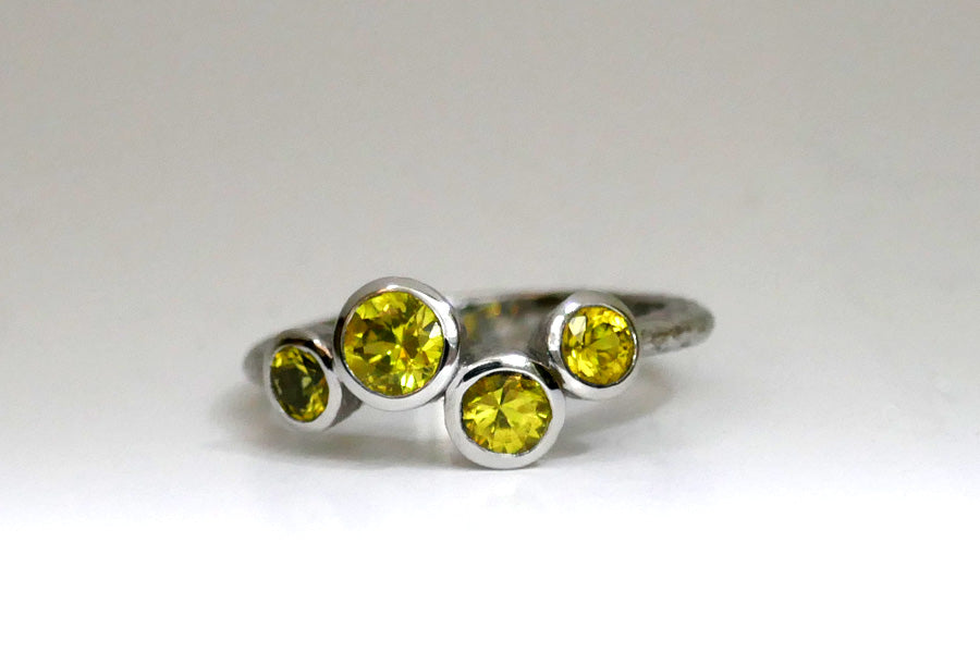 Four Stone Yellow Sapphire Platinum Ring