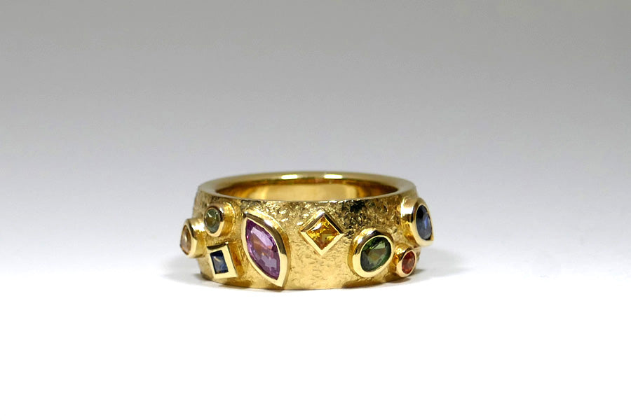 Mixed Coloured Sapphire 18ct Gold Ring