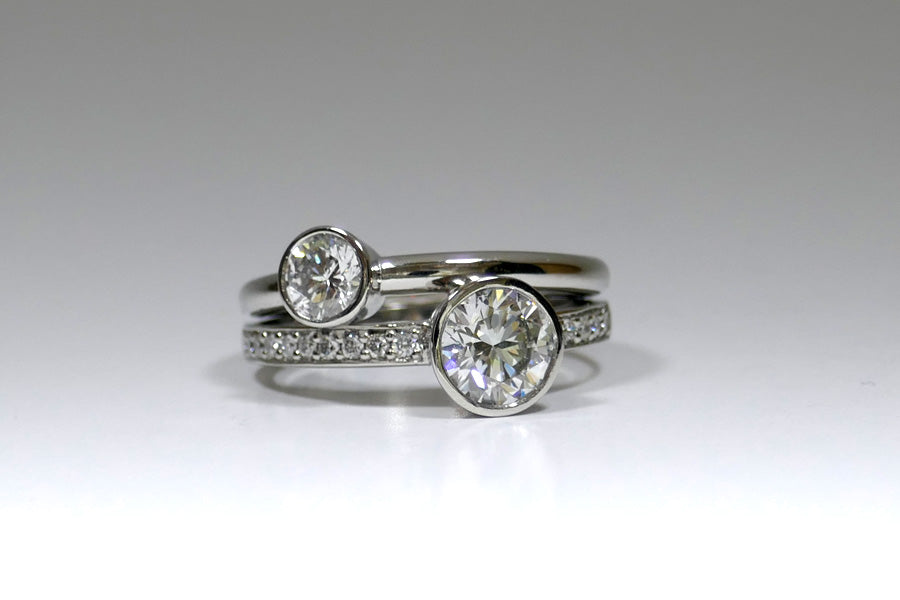 Lab Grown Diamond Platinum Double Band Ring Design