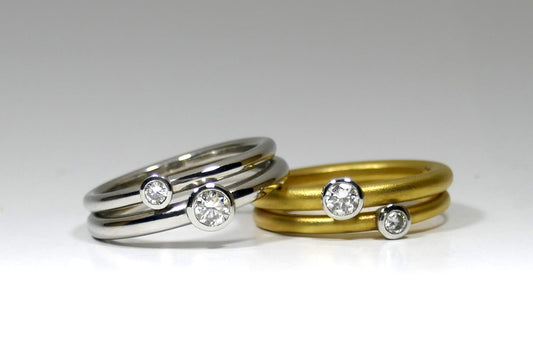 Round Brilliant Cut Diamond 18ct Gold & Platinum Rings