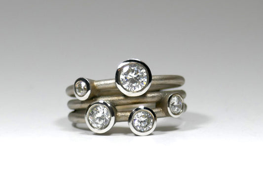 Round Brilliant Cut Five Stone Diamond Platinum Ring