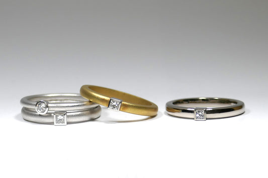 Double & Single Band Diamond 18ct Gold Rings