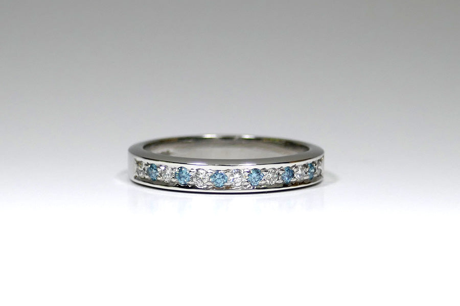White & Ice Blue Diamond Pave Set 18ct White Gold Eternity Ring