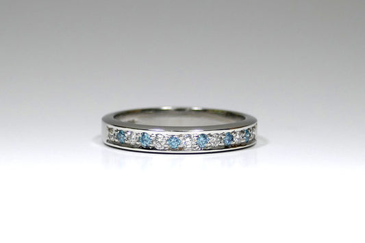 White & Ice Blue Diamond Pave Set 18ct White Gold Eternity Ring
