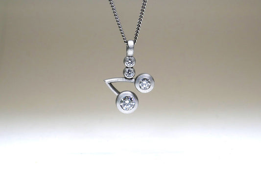 Short Diamond Set 18ct White Gold Cluster Pendant