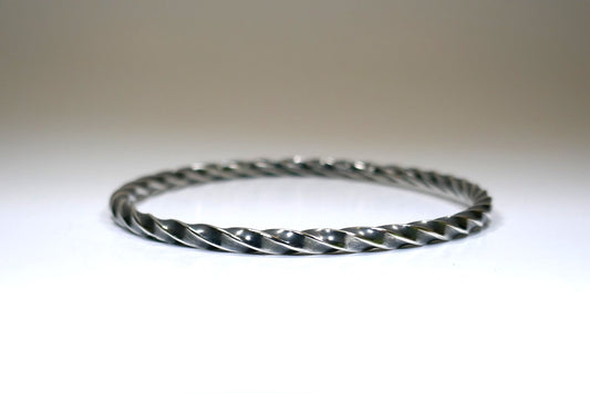 Twisted Design Silver Bangle
