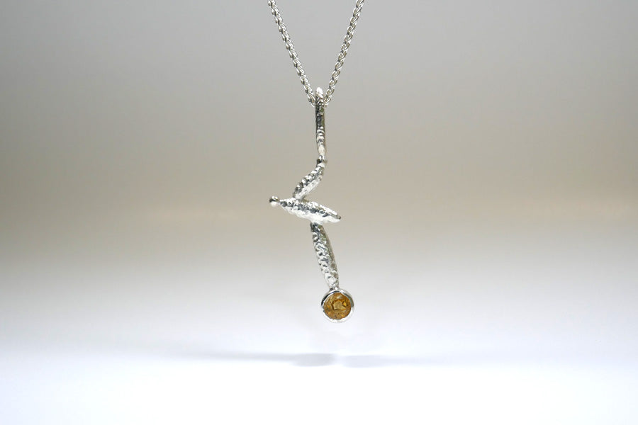 Bead Design Silver Necklace with Burred Pattern