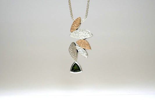 Marquise Design Trillion Tourmaline Silver & 18ct Coloured Gold Necklace