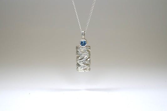 Notch Pattern Silver Blue Topaz & Iolite Necklaces