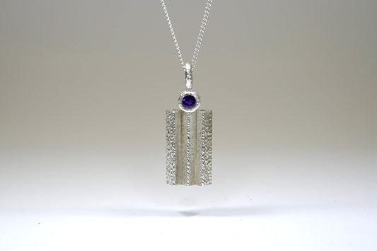 Zigzag Shaped Silver Amethyst Necklace