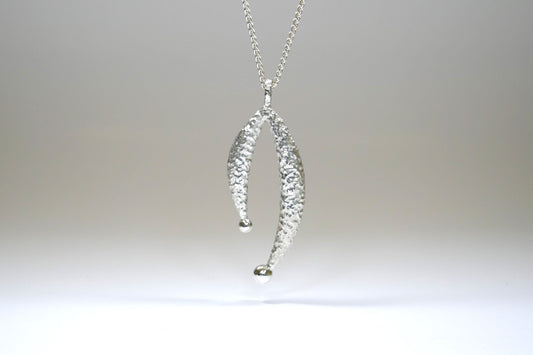 Two Curved Design Silver Necklace