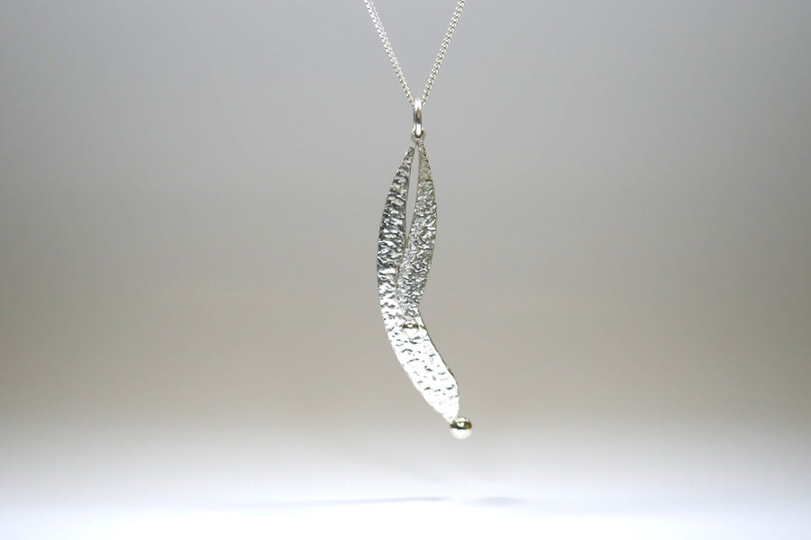 Two Curved Drop Design Silver Necklace