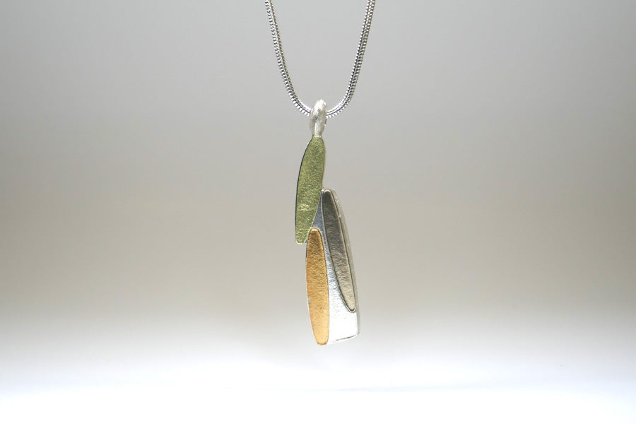 Leaf Design Silver & 18ct Gold Necklace