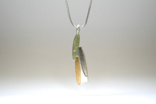 Leaf Design Silver & 18ct Gold Necklace