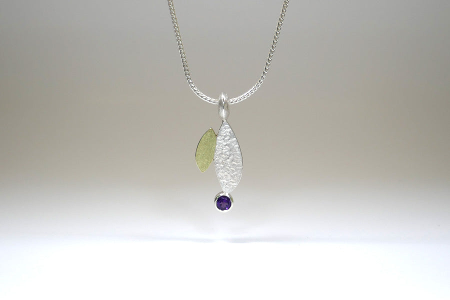 Marquise Design Amethyst & Citrine Silver & 18ct Yellow Gold Necklaces