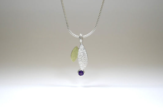 Marquise Design Amethyst & Citrine Silver & 18ct Yellow Gold Necklaces