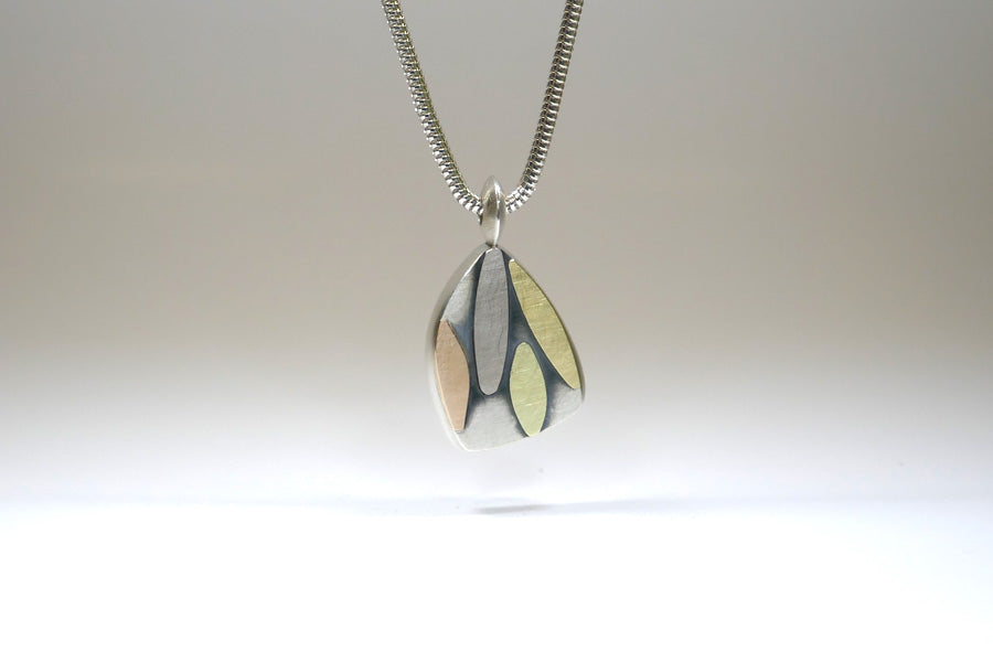 Leaf Design Silver & 18ct Gold Necklace