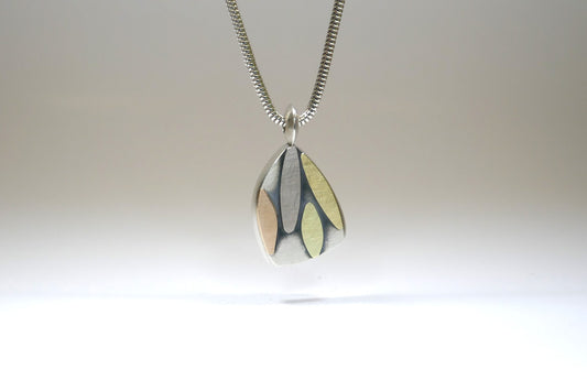 Leaf Design Silver & 18ct Gold Necklace
