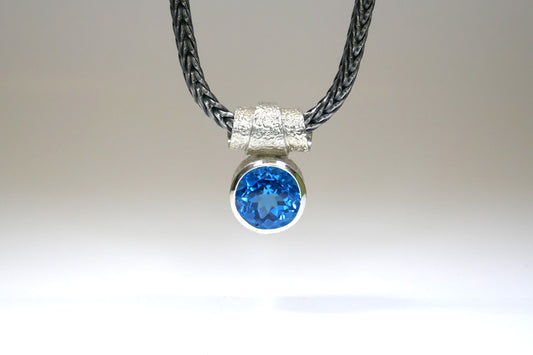 Scroll Design Blue Topaz Silver Necklace