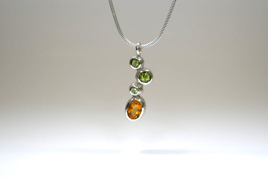 Oval Citrine & Peridot Silver Quirky Pendant Design
