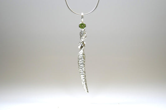 Twist Design Silver & Peridot Necklace